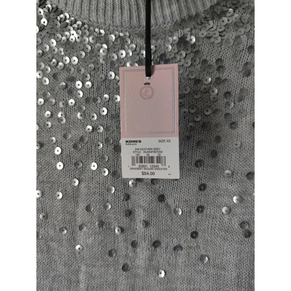 Juicy Couture Women's Gray Sequin Pull-over Sweater Size XS NWT **See Pics** - Picture 4 of 7